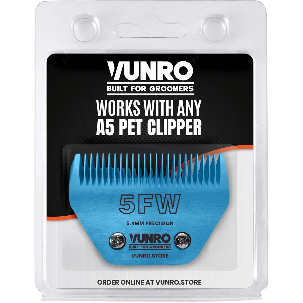 VUNRO 5FW Wide Blue Steel dog clipper blade retail pack