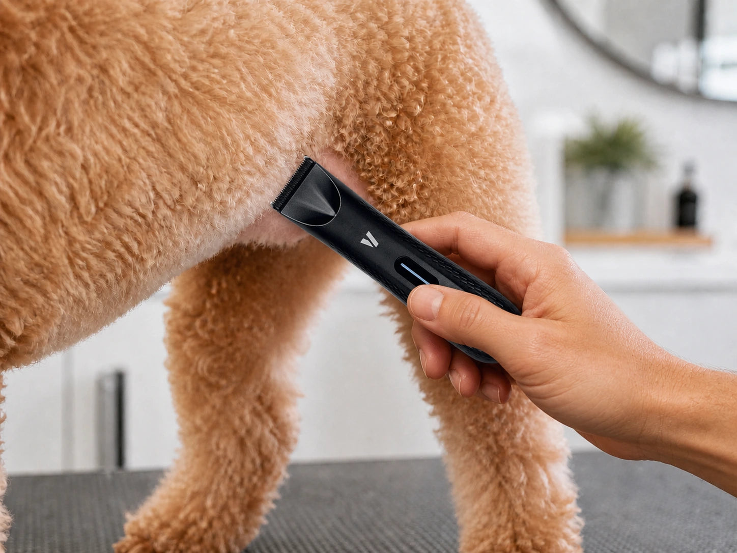 PawTrim PRO being used for careful hygiene-area grooming